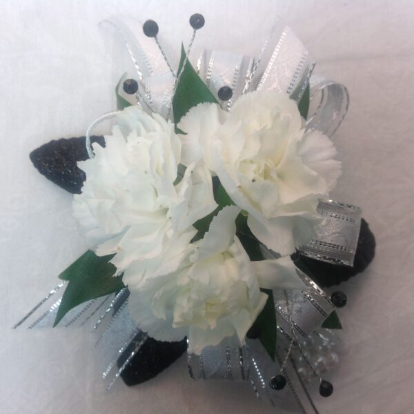 White Mini Carnation Wrist Corsage