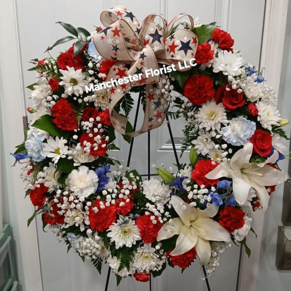 Red, White & Blue Wreath Standing Spray
