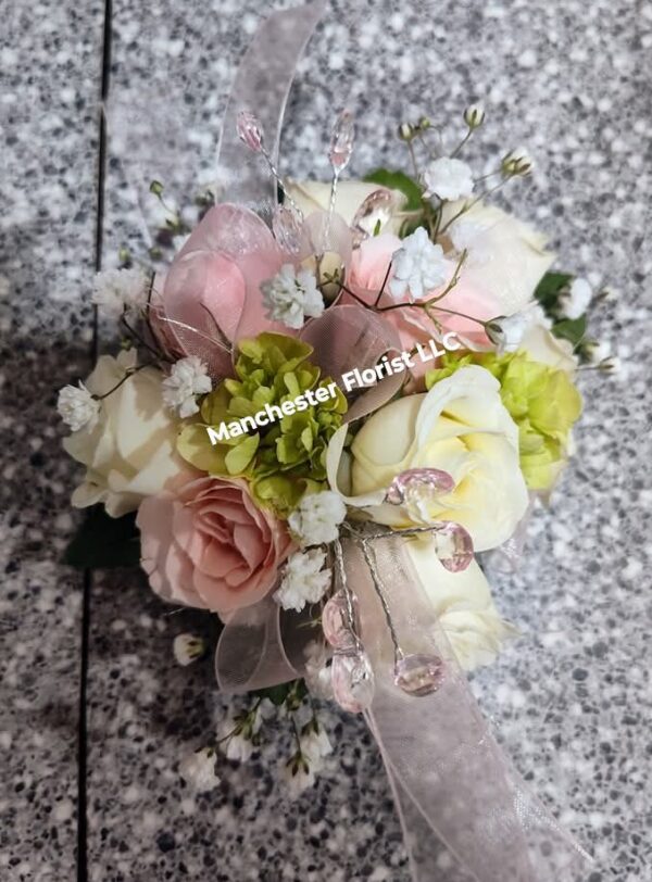 Pink & White Wrist Corsage