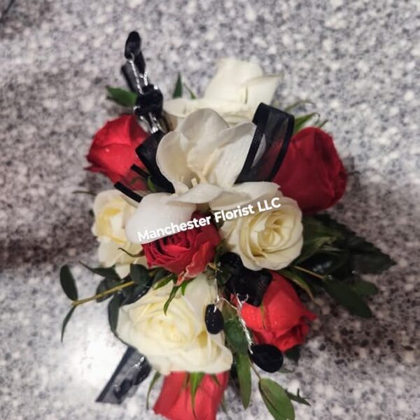 Red & White Wrist Corsage
