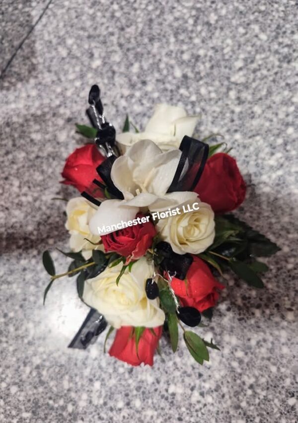 Red & White Wrist Corsage