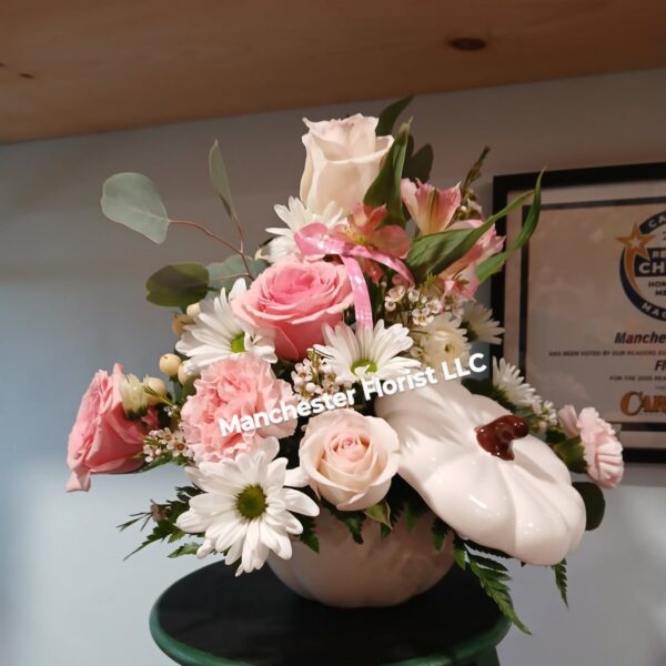 Breast Cancer Awareness White Pumpkin