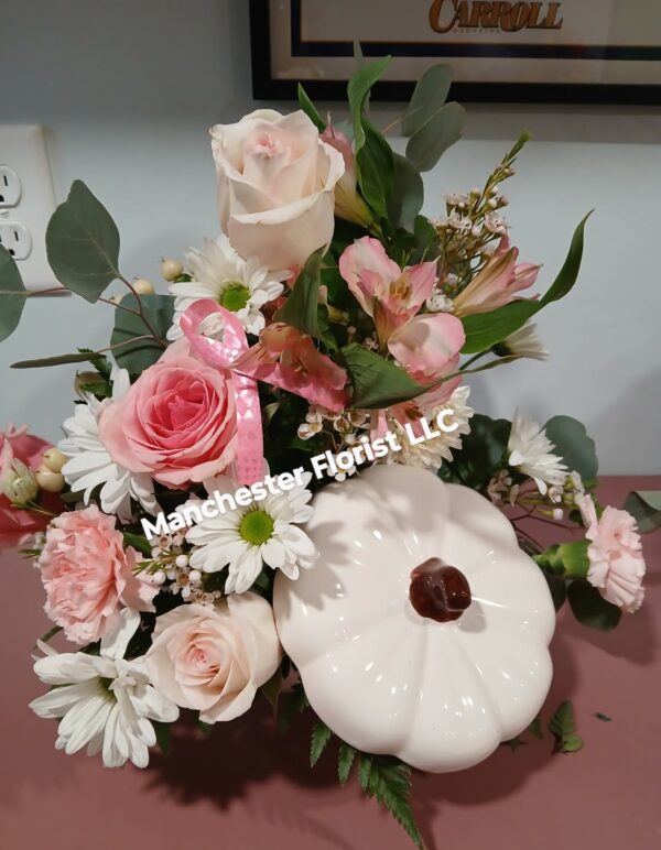 Breast Cancer Awareness White Pumpkin