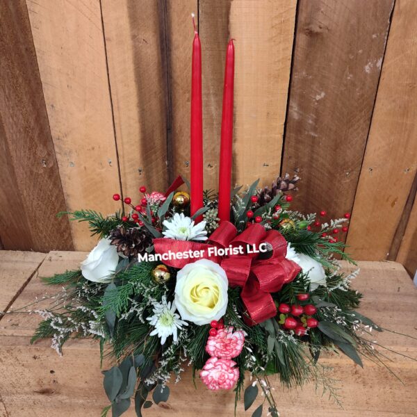 2 Candle Christmas Centerpiece
