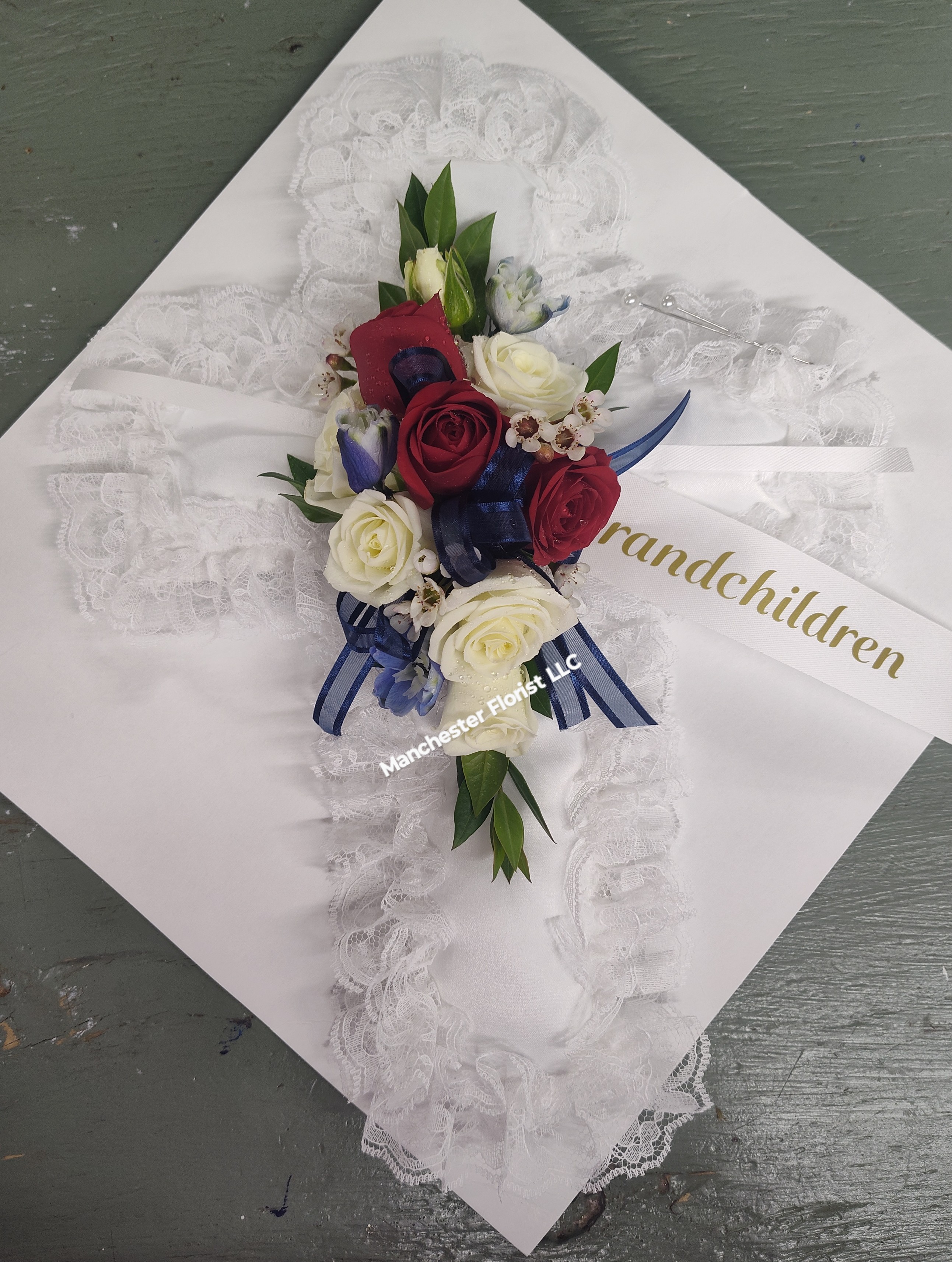 Satin Cross- Red, White & Blue