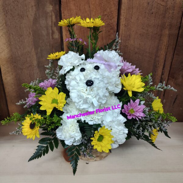 White Dog Basket