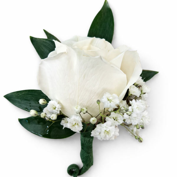 Standard White Rose Boutonniere