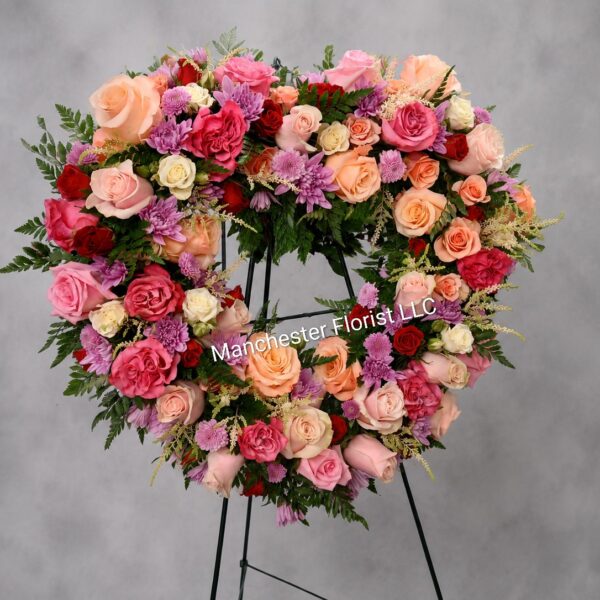 Pink Standing Heart Spray