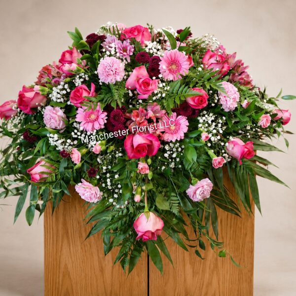 Tender Pink Blooms Casket Spray